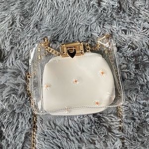 Clear purse with daisy flower cosmetic bag